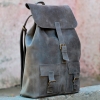 Рюкзак кожаный с карманами Backpack Youth Gray