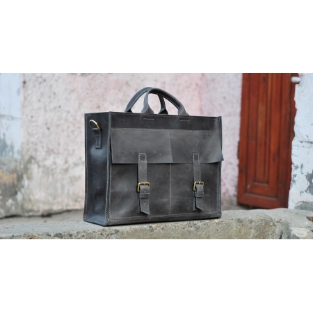 Кожаная сумка серая Bag Leather Gray Unisex купить по лучшей цене