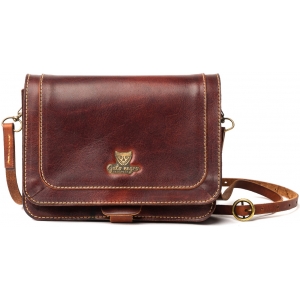 Сумка кожаная коричневая Flap Bag Brown