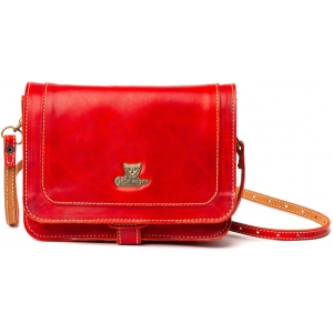 Сумка кожаная красная Flap Bag Red