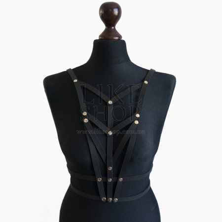 Женская кожаная черная портупея ручной работы Belt Leather