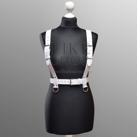 Женская кожаная белая портупея Belt Leather