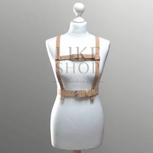 Портупея женская кожаная бежевая Sfera