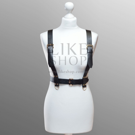 Женская кожаная черная портупея Belt Leather