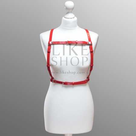 Женская кожаная красная портупея Harness Women Leather Figure