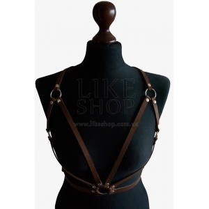 Кожаная портупея Harness Bra Brown