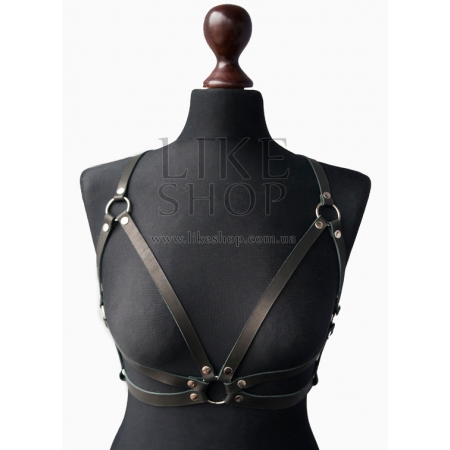 Кожаная черная женская портупея Harness Women's Bra