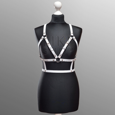 Женская кожаная портупея белая Belt Leather