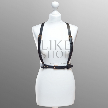 Женская кожаная черная портупея Belt Leather