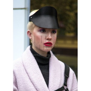 Кепи женская кожаная черная Gefa