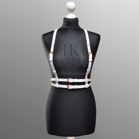 Женская кожаная белая портупея Belt Leather