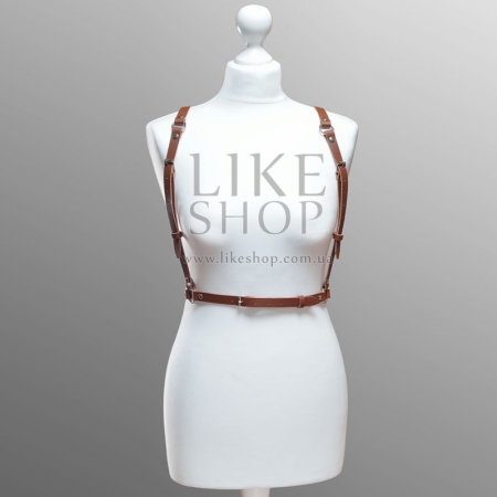Женская кожаная коричневая портупея Belt Leather
