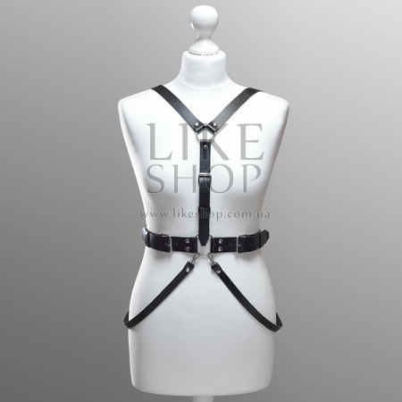 Женская кожаная черная портупея Belt Leather