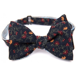 Галстук-бабочка самовяз черная с цветами Bow Tie