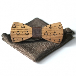 Деревянная бабочка Wooden Bow Tie Anchor Brown 2