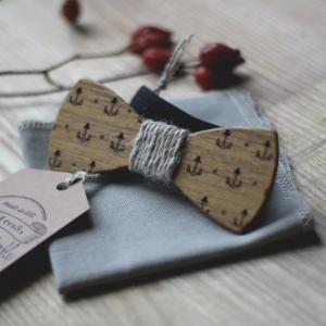 Деревянная бабочка Wooden Bow Tie Anchor Gray