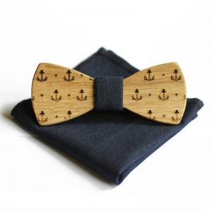 Деревянная бабочка ручной работы Wooden bow tie Anchors 14