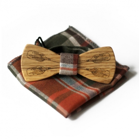 Деревянная красная бабочка с узором Wooden Bow Tie Oars Red