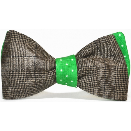 Серая бабочка с зелеными вставками в горошек Tweed Green Dots