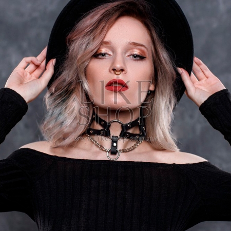 Женский чокер кожаный чёрный Choker Leather Sun купить по лучшей цене