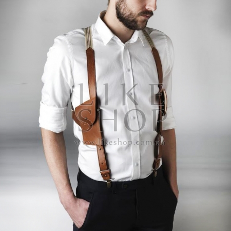 Мужские подтяжки кожаные Suspenders Leather