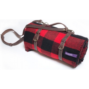 Плед с кожаным ремнем Woolkrafts Fire Buffalo Plaid